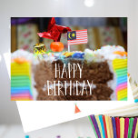 Cartão De Agradecimento Kids Happy Birday Card<br><div class="desc">Design de bolo de aniversário com este cartão de aniversário divertido. Vazio atrás da sua mensagem pessoal. Medidas 7x5 - Editor online</div>