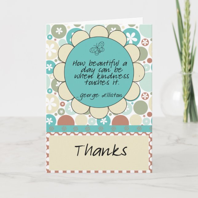 Cartão De Agradecimento Kindness Quote Thank You Card (Frente)