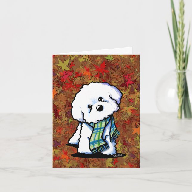 Cartão De Agradecimento KiniArt Autumn Bichon Frise (Frente)