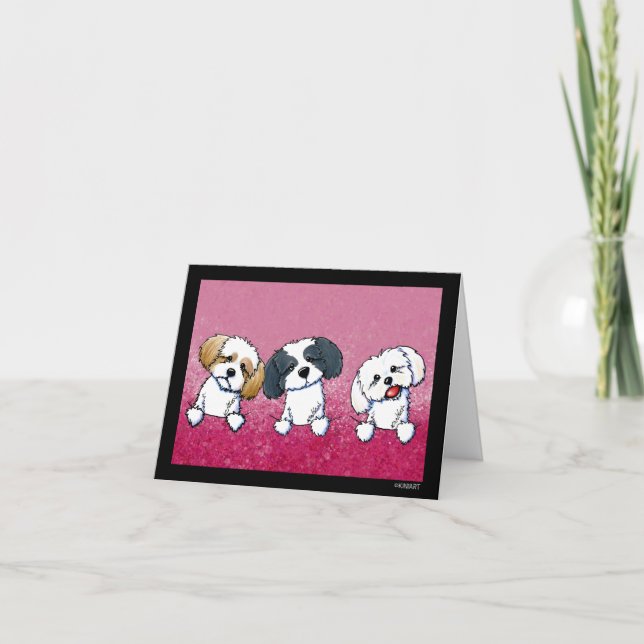 Cartão De Agradecimento KiniArt Shih Tzu Trio (Frente)