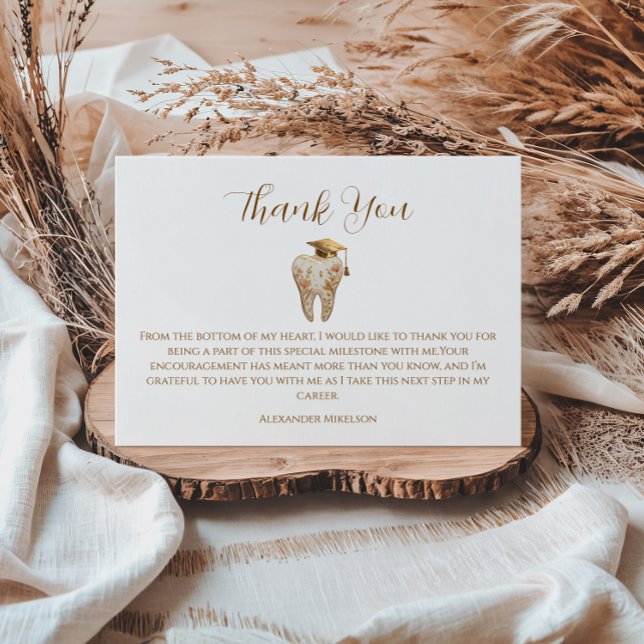 Cartão De Agradecimento Kintsugi Floral Tooth Graduation Party (Criador carregado)