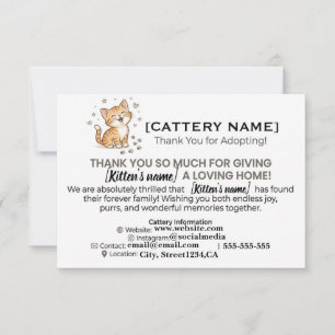 Cartão De Agradecimento Kit de Gatinho de Gatil Personalizável para Adoção
