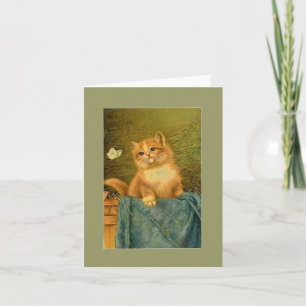 Cartão De Agradecimento Kitten and Butterfly Note Card