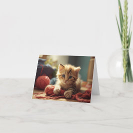 Cartão De Agradecimento Kitten e Yarn