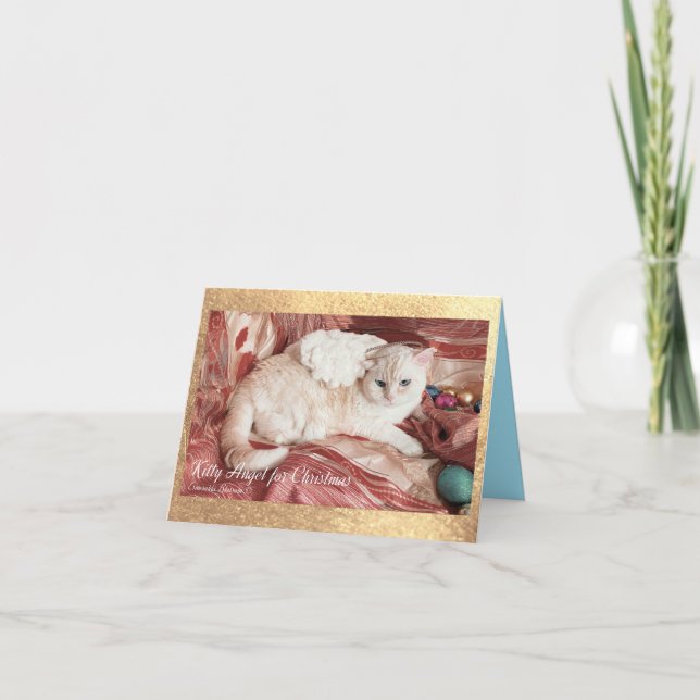 Cartão De Agradecimento Kitty Angel para o Natal (Frente)