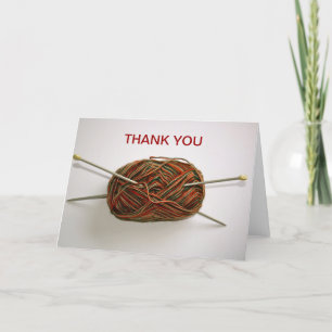 Cartão De Agradecimento Knitting Wool and Needles Thank You Card