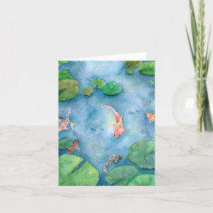 Cartão De Agradecimento Koi Fish Pond watercolor