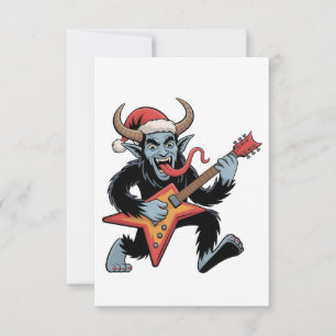 Cartão De Agradecimento Krampus Espantoso Guitarra Rock Elétrico Natal
