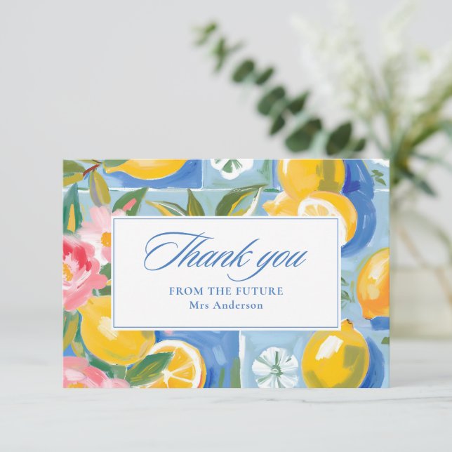 Cartão De Agradecimento La dolce vita limon chá de panela (Em pé/Frente)