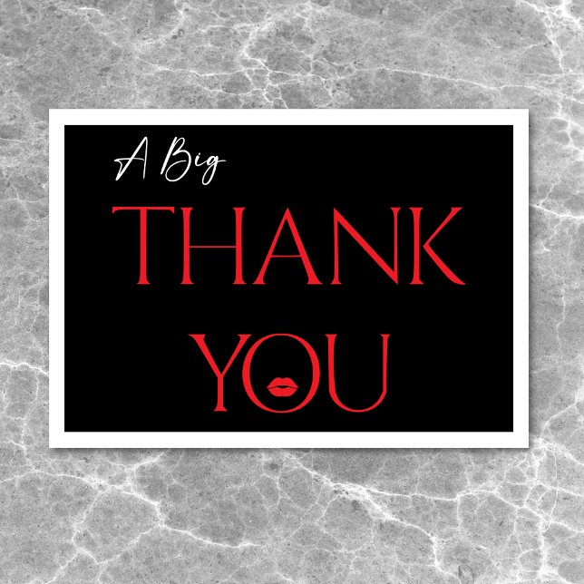 Cartão De Agradecimento Lábios Vermelhos Mínimos Modernos Ela tem Trinta A (Modern Minimal Red Lips She's Thirty Birthday Thank You Card)