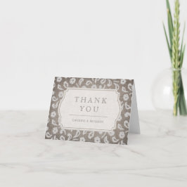 Cartão De Agradecimento Lace and burlap rustic country wedding thank you
