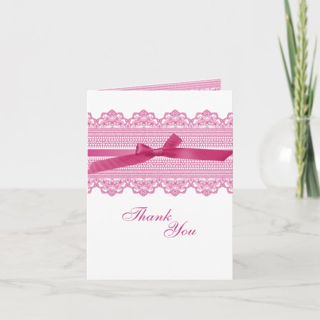 Cartão De Agradecimento Lace and Ribbon Thank You cards (Frente)