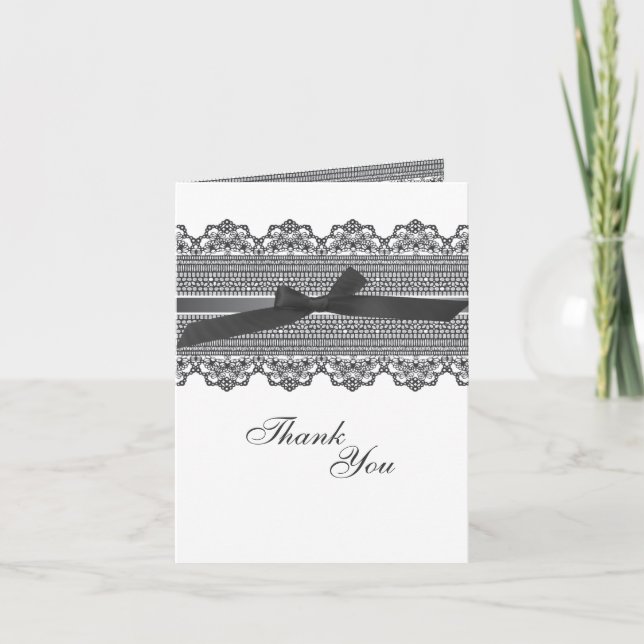 Cartão De Agradecimento Lace and Ribbon Thank You cards (Frente)