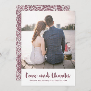 Cartão De Agradecimento Lace Look Mauve Wedding Foto De Obrigado