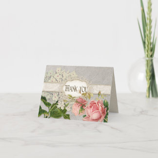 Cartão De Agradecimento Lace Vintage Moderno com Manchas de Chá em Hortêns