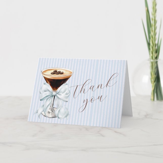 Cartão De Agradecimento Laço Azul Espresso Martini Coquette (Frente)