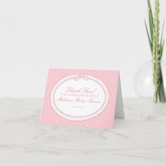 Cartão de Agradecimento Laço Coquette Gingham Rosa