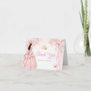 Cartão De Agradecimento Laço de Fita Floral Rosa Quinceañera Floral