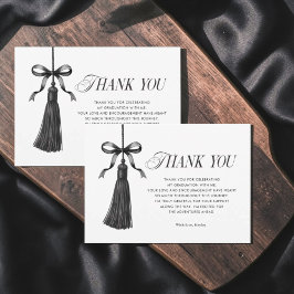 Cartão De Agradecimento Laço Preto com Borla Festa de Formatura Simples
