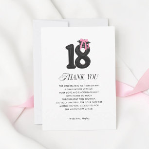 Cartão De Agradecimento Laço Preto com Borlas Festa de Graduação Moderna d