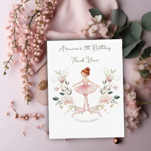 Cartão De Agradecimento Laço Rosa Caprichoso e Bailarina de Aquarela de An