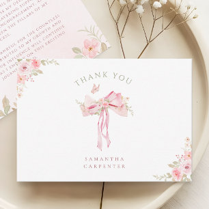 Cartão De Agradecimento laço rosa FLORAL foto formatura