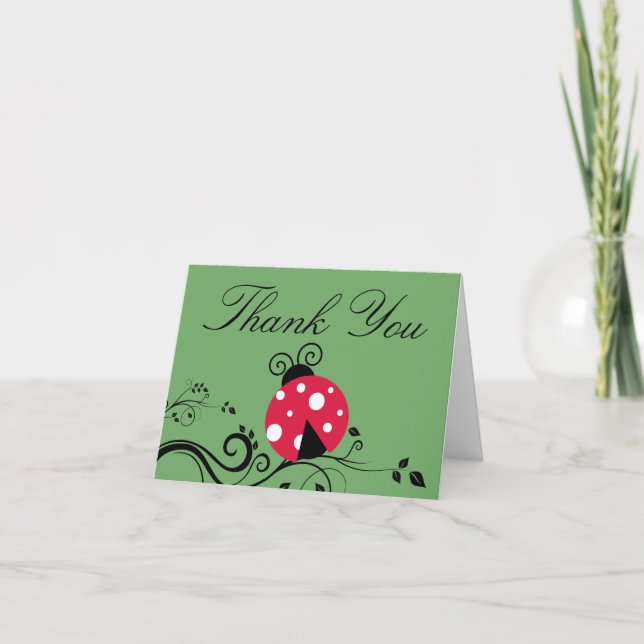 Cartão De Agradecimento Lady Bug Thank You Notes with Lady Bug (Frente)