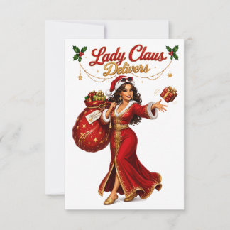 Cartão De Agradecimento Lady Claus Entrega Presentes de Natal