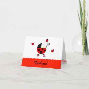 Cartão De Agradecimento Ladybug Baby Shower Folded Thank You note cards