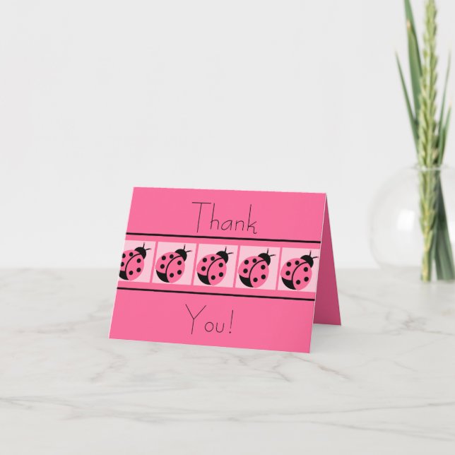 Cartão De Agradecimento Ladybug Banded Thankyou Cards (Frente)