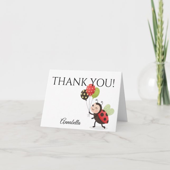 Cartão De Agradecimento Ladybug Birthday Thank You Card (Frente)