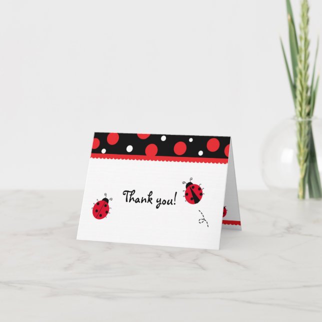 Cartão De Agradecimento Ladybug Folded Thank you Note Cards (Frente)