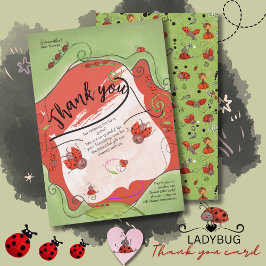 Cartão De Agradecimento Ladybug Kisses Whimsical Face Baby Shower
