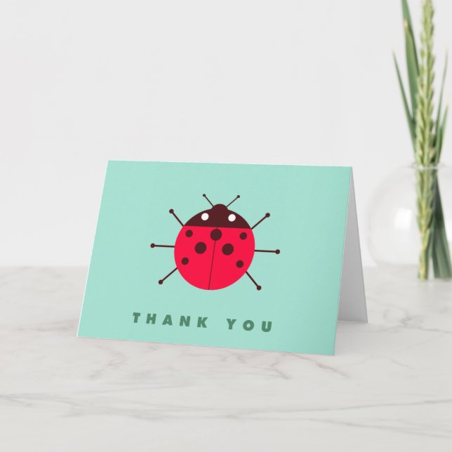 Cartão De Agradecimento Ladybug / Ladybird Thank You (Frente)