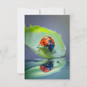 Cartão De Agradecimento Ladybug Leaf Calm Tranquil Nature Peaceful Season