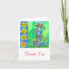 Cartão De Agradecimento Ladybugs Red Roses Watercolor Flowers Thank You