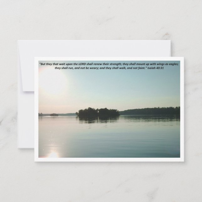 Cartão De Agradecimento Lago Pacífico e Árvores Distantes com escritura (Frente)