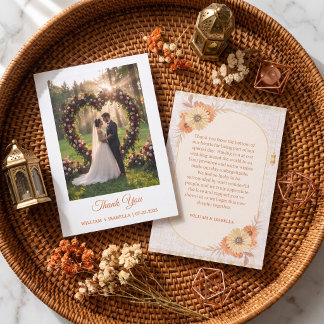 Cartão De Agradecimento Lâmpada Árabe Elegante Foto de Flor de Casamento