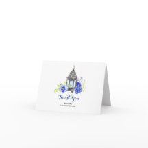 Lâmpada Floral Azul Casamento Obrigado