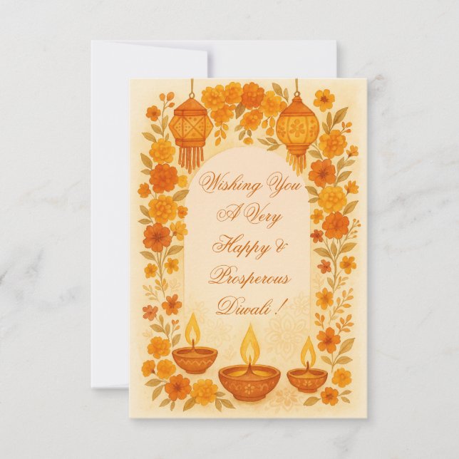 Cartão De Agradecimento Lâmpadas de DIwali quentes e Lanternas Design flor (Frente)