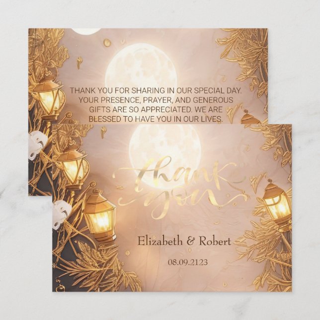 Cartão De Agradecimento Lanterna Rústica das Ramificações Elegantes (Frente/Verso)