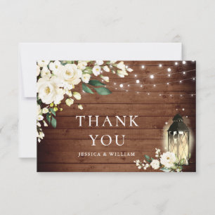 Cartão De Agradecimento Lanterna Rústica de Madeira Rústica Elegante