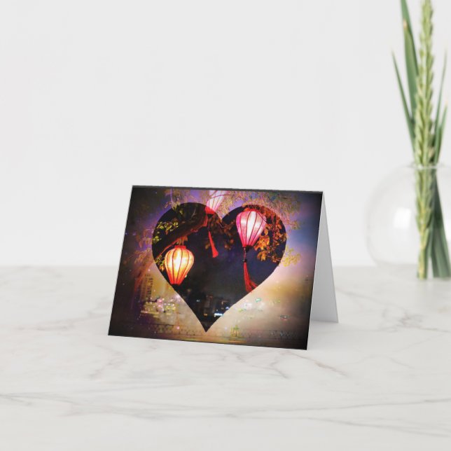 Cartão De Agradecimento Lanterna Vietnamita Dobrou o Ntecard (Frente)