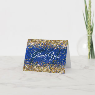 Cartão De Agradecimento Lapis Lazuli Dourado Brilhante Aniversário de 50 a