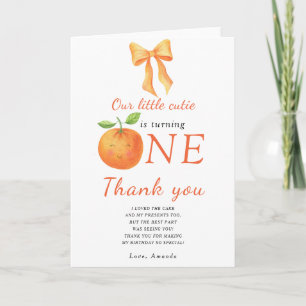 Cartão De Agradecimento Laranja cutie de citrus Festa de aniversário infan