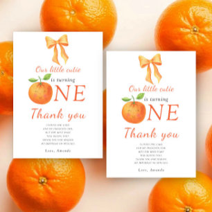 Cartão De Agradecimento Laranja cutie de citrus Festa de aniversário infan