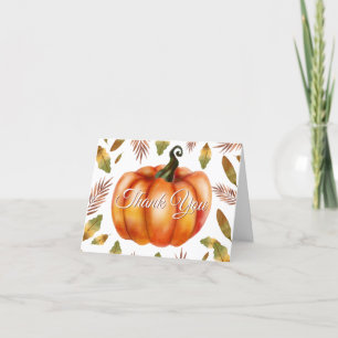 Cartão de agradecimento laranja de abóbora de outo