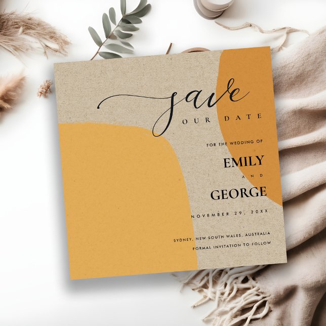 CARTÃO DE AGRADECIMENTO LARANJA MODERNA DE KRAFT ABSTRATO SALVE A PLACA DE (Criador carregado)