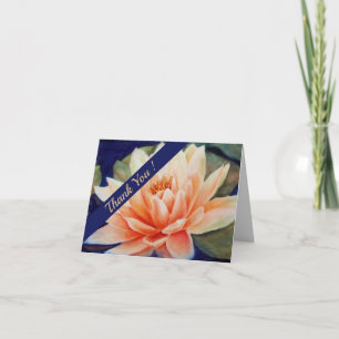 Cartão De Agradecimento Laranja Waterlily Watercolor Floral