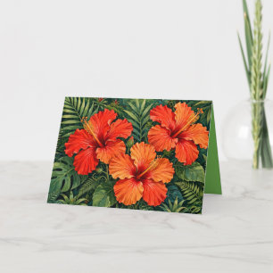 Cartão De Agradecimento Laranjas Luxuriantes Hibisco Flores Tropicais da S